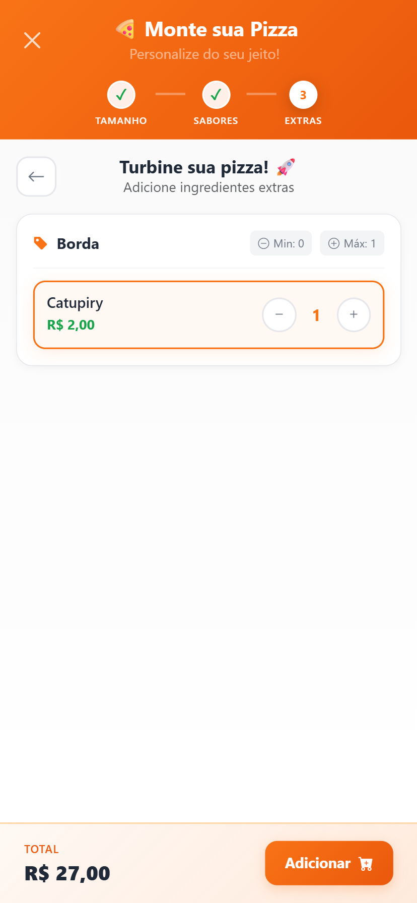 Monte sua Pizza - Passo 4